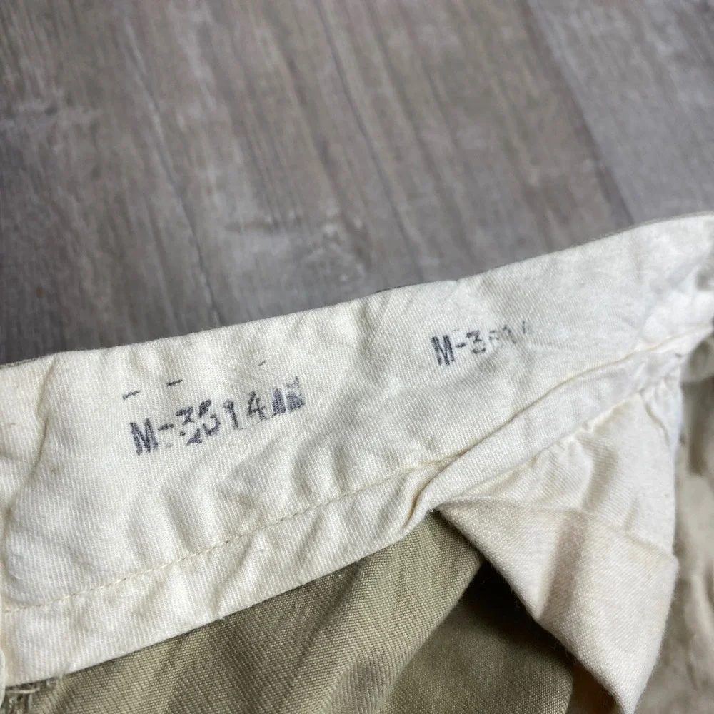 Vintage 50s Pleated Khaki Workwear Pants Prentice Zip Military Heavy Twill 30x30